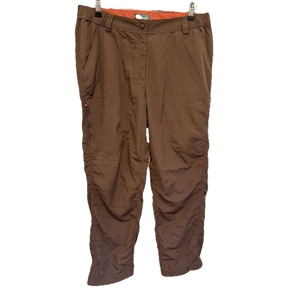 LL Bean Womens Hiking Pants Brown Nylon Outdoor Trail Lightweight Size 16 MT